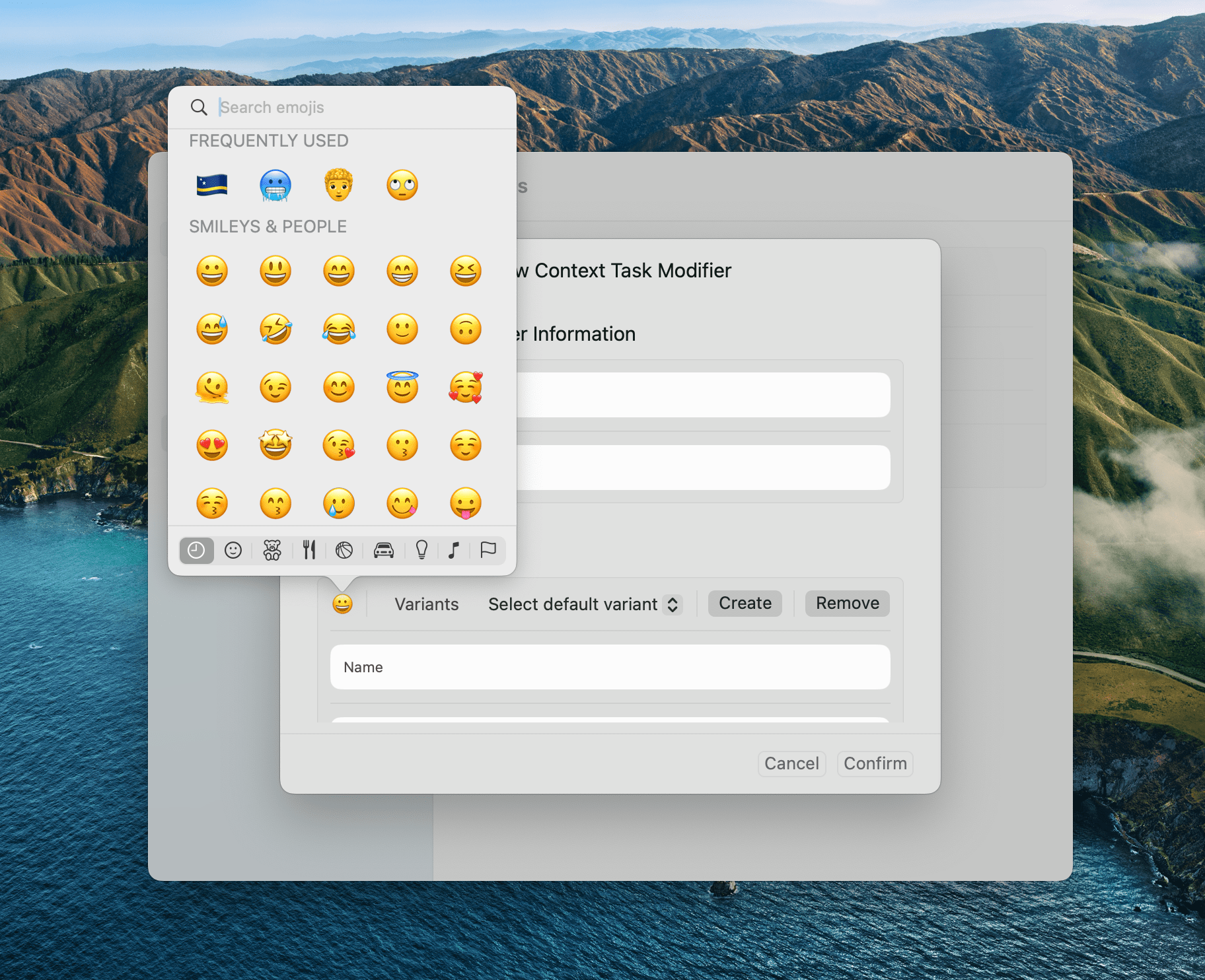 Emoji mac popover