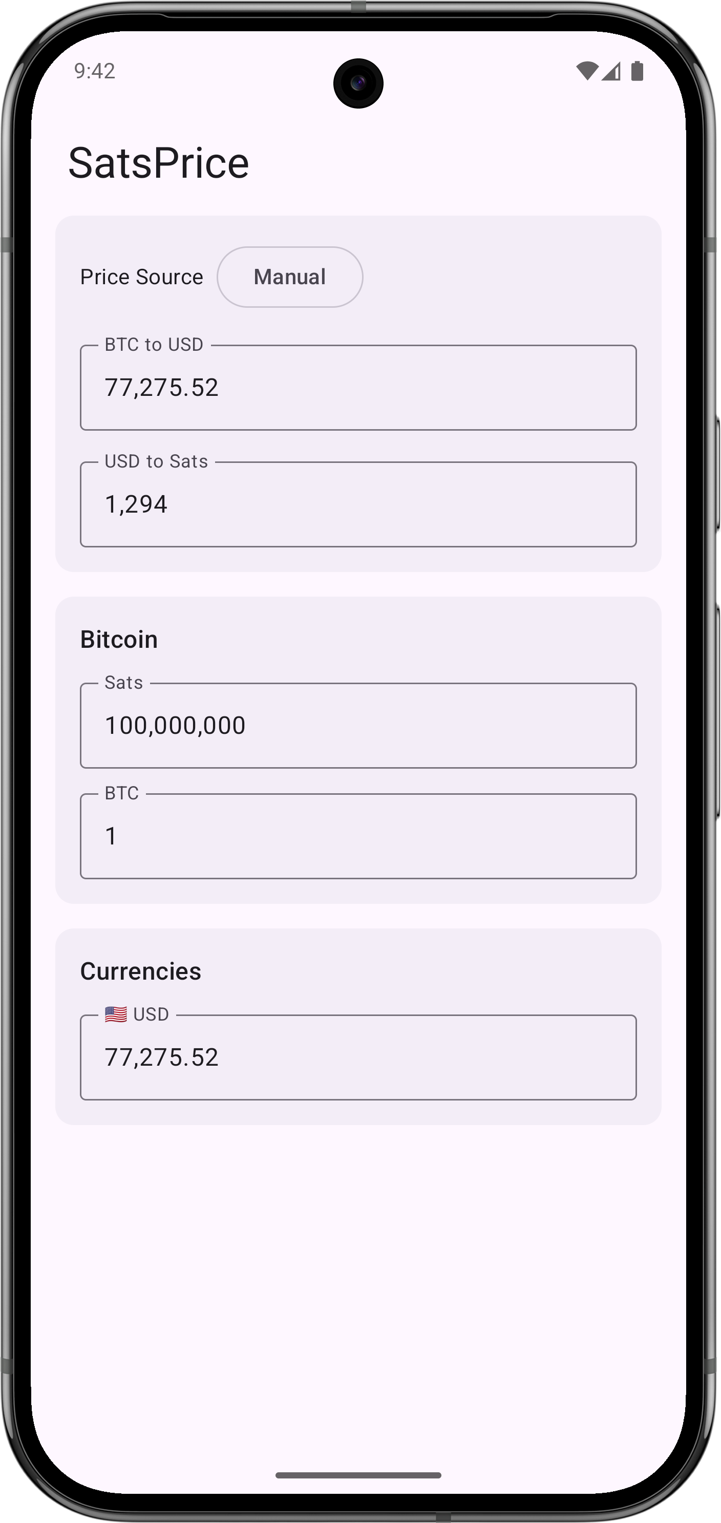 SatsPrice on Android